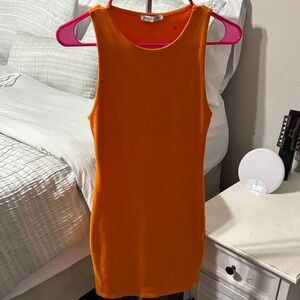 Zara Bright Orange Midi Dress
